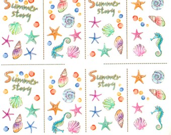 Summer Nail Art Seahorse Starfish Beach Nail Water Decals