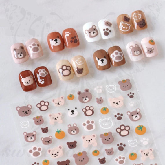 Cute Bear Nail Art Stickers - Etsy