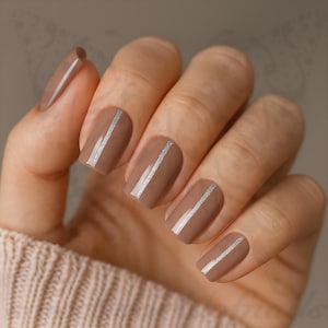 Silver Glitter Line Nail Stickers – Silver Stripe Nail Art Stickers for Nails