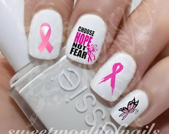 Breast Cancer Awareness Nail Art Pink Ribbon Hope Water decals