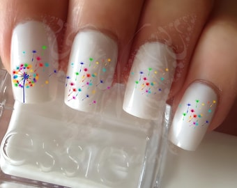 Dandelion Nail Art Rainbow dandelion Water Decals
