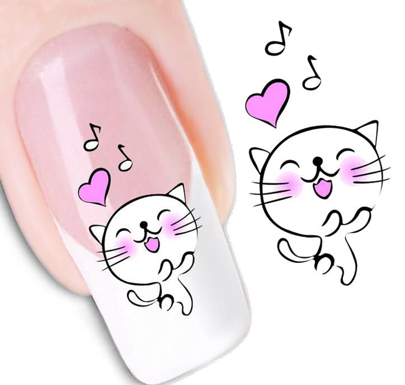Cute Cat Nail Art Nail Water Decals Transfers Wraps Etsy