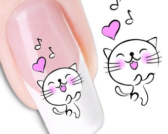 Cute Cat Nail Art Nail Water Decals Transfers Wraps