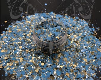 Decorazione per nail art con glitter esagonali blu