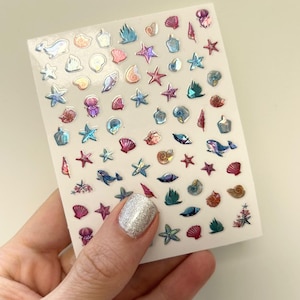 Metallic Sea Nail Art Muscheln Seestern Aufkleber