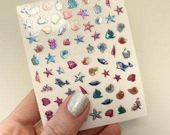 Metallic Sea Nail Art Shells Starfish Stickers