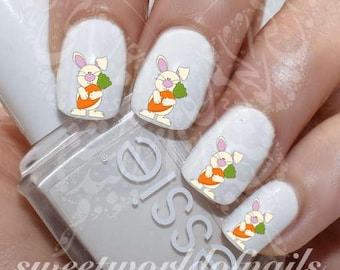 Easter Nail Art Bunny with Carrot Water Decals Nail Transfers Wraps