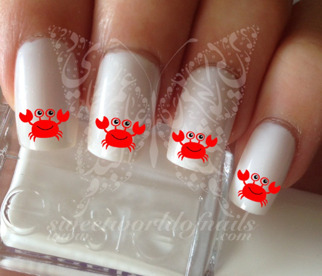 Red Crab Nail Art Water Decals