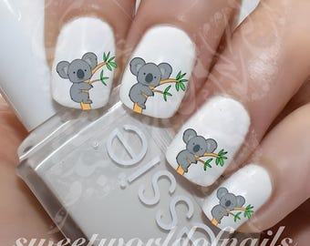 Calcomanías de agua para uñas con diseño de koala