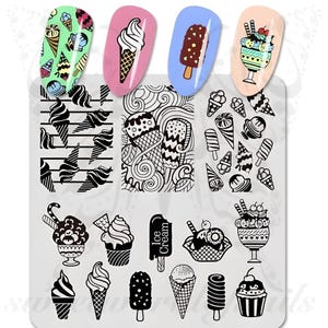 Ice Cream Nail Art Stamping Plate