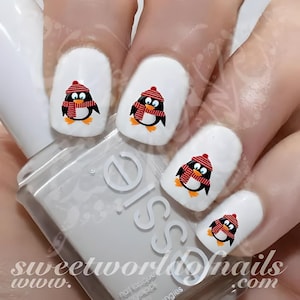 Christmas Nail Art Cute Penguin Water Decals