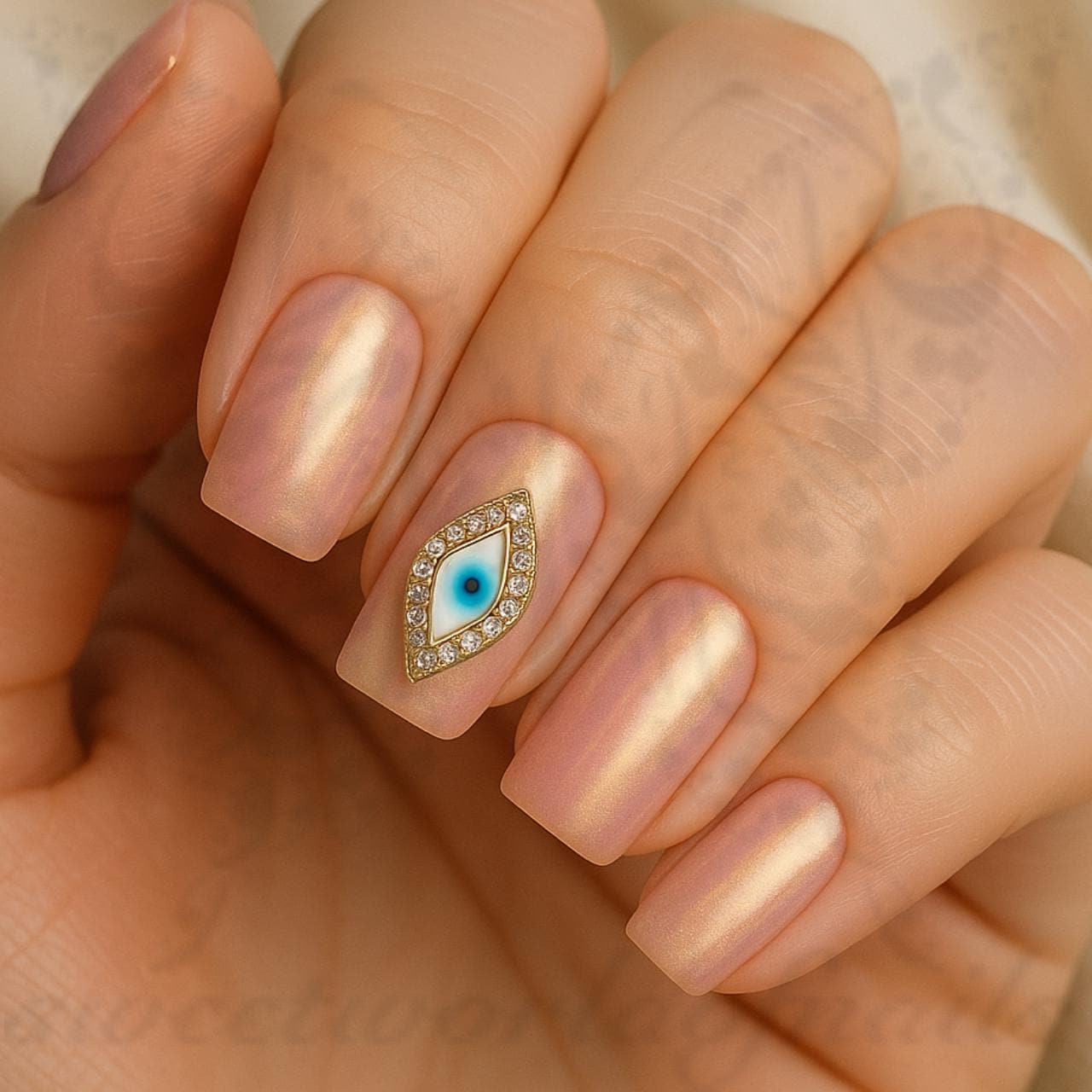Evil Eye Nail Charms: Gold & Blue Rhinestone 3D Nail Art - 2pcs - Etsy