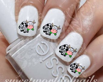 Cow Nail Art Water Decals Transfers Wraps