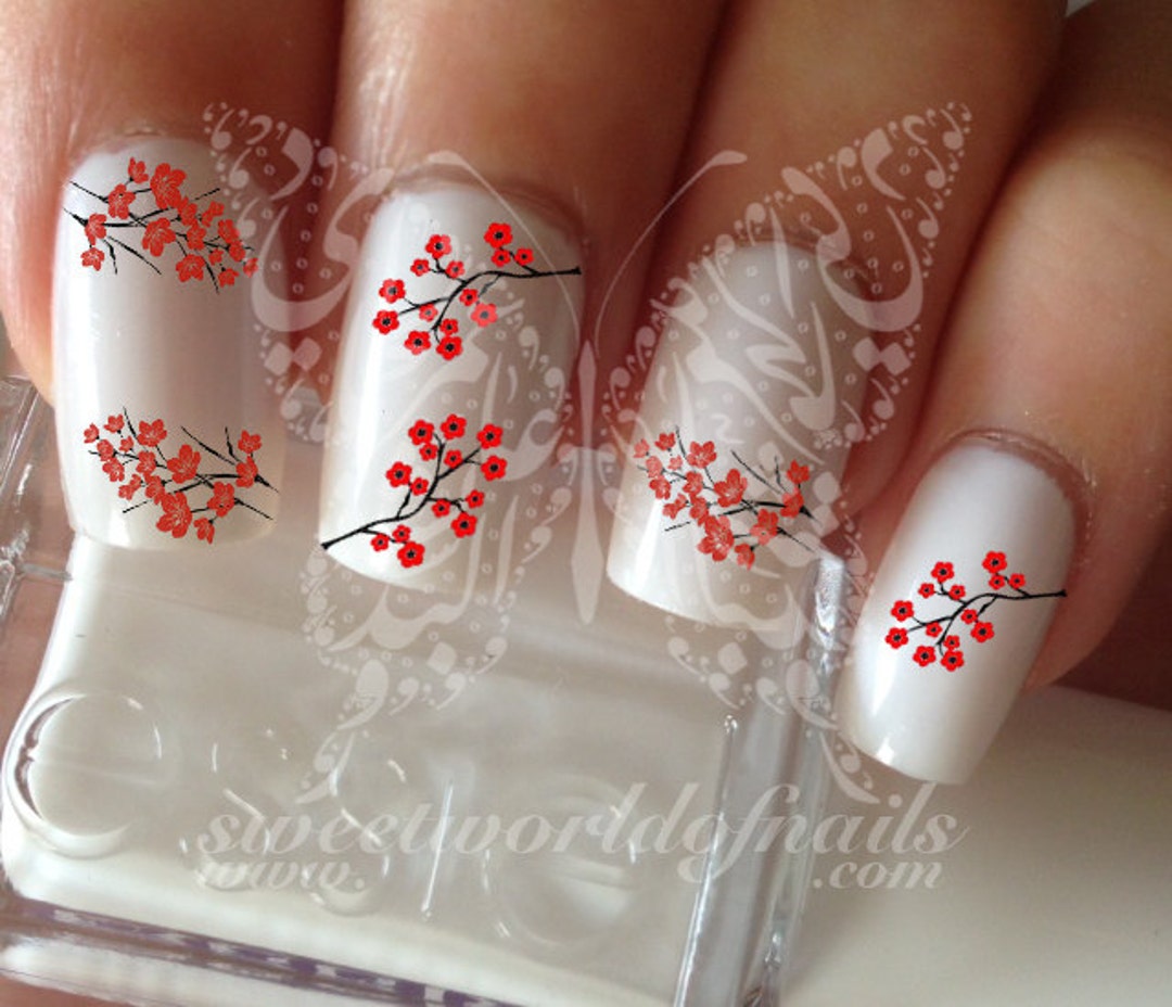 Sakura theme pink nail art