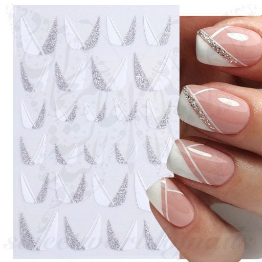 Glitzer French Nail Art Stickers Etsy Schweiz