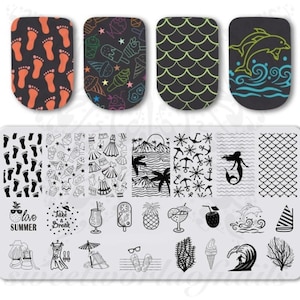 Summer Beach Nail Art Stamping Plate