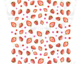 Pegatinas de fresa para decoración de uñas