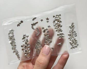 Silver Sea Nail Charms: 3D Shell, Starfish, Coral Nail Art