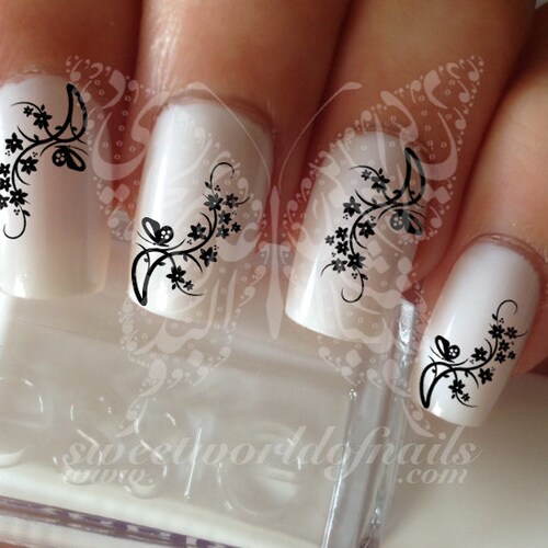 Nail Art Pink Flowers Nail Water Decals Transfers Wraps Etsy