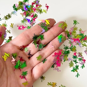 Flamingo Cactus Palmboom Confetti Glitter Nageldecoratie