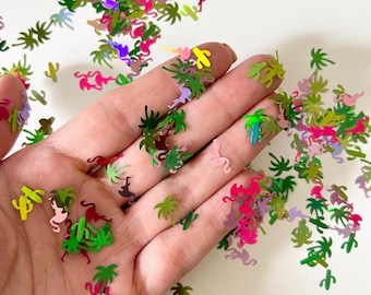 Flamingo Kaktus Palme Konfetti Glitzer Nageldekoration