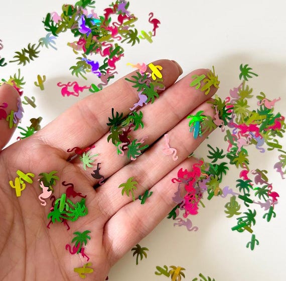 Flamingo Cactus Palm tree Confetti Glitter Nail Decoration