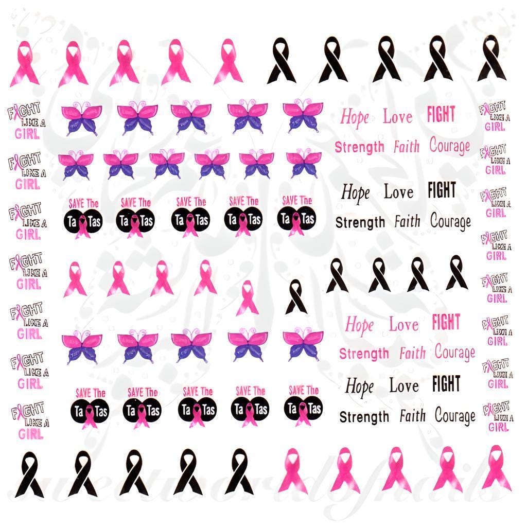 Breast Cancer Awareness Nail Art Pink Ribbon Hope decals