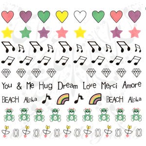 Music Notes Nail Art Water Decals