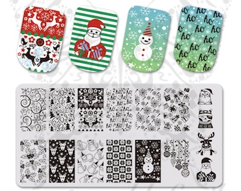 Christmas Nail Art Stamping Plate Santa Ho Ho Ho