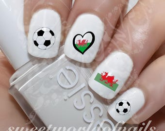 Wales World cup Euro Cup Nail art Soccer ball Football water decals