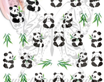 Panda Nail Art Nail Water Decals Transfers Wraps