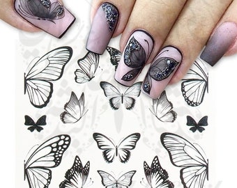 Black Butterfly Water Decals Transfers Wraps