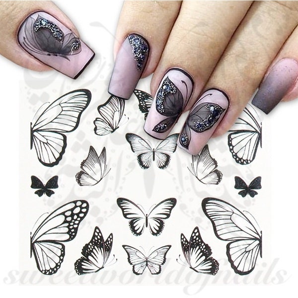 Black Butterfly Water Decals Transfers Wraps - Etsy