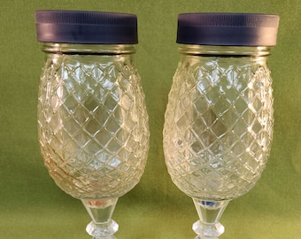 Redneck Pineapple Wine Glass, Set of Two,  Pineapple Hillbilly Wine Glass, Wedding Glasses, Waterproof Lid is great for travel.