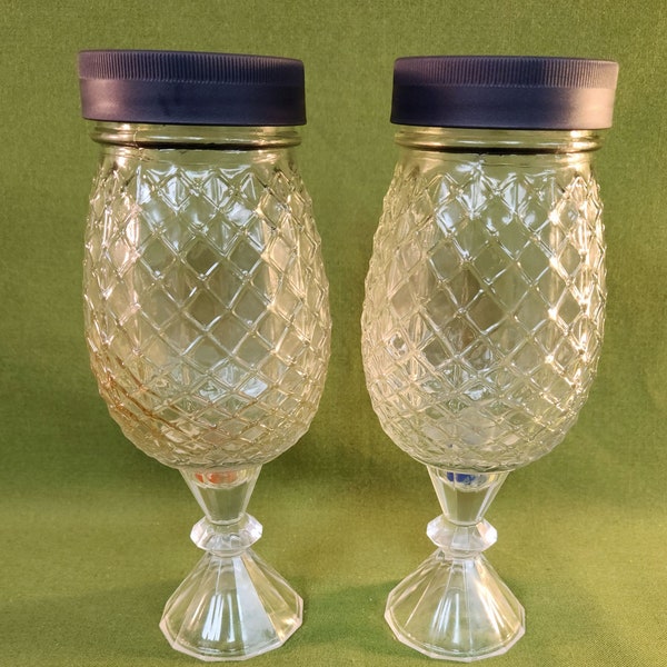 Redneck Pineapple Wine Glass, Set of Two,  Pineapple Hillbilly Wine Glass, Wedding Glasses, Waterproof Lid is great for travel.