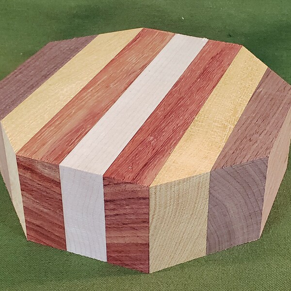 Black Walnut, Yellowheart, Padauk & Maple Striped Segmented Bowl Turning Blank - #407
