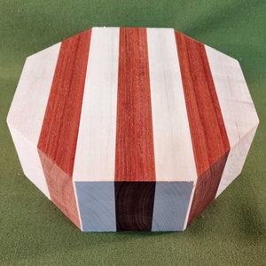 Maple & Bloodwood Striped Segmented Bowl Turning Blank - Turning Blank, Bowl Blank, Wood Turning Block, Hardwood Blank, Turning Wood - #399