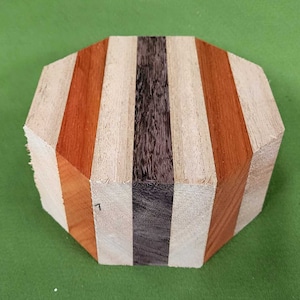 Mahogany, Paduak & Purpleheart Striped Bowl Turning Blank - Turning Blank, Bowl Blank, Wood Block, Hardwood Blank, Turning Wood - #415