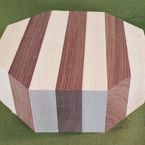 Walnut & Maple Striped Segmented Bowl Turning Blank - #409