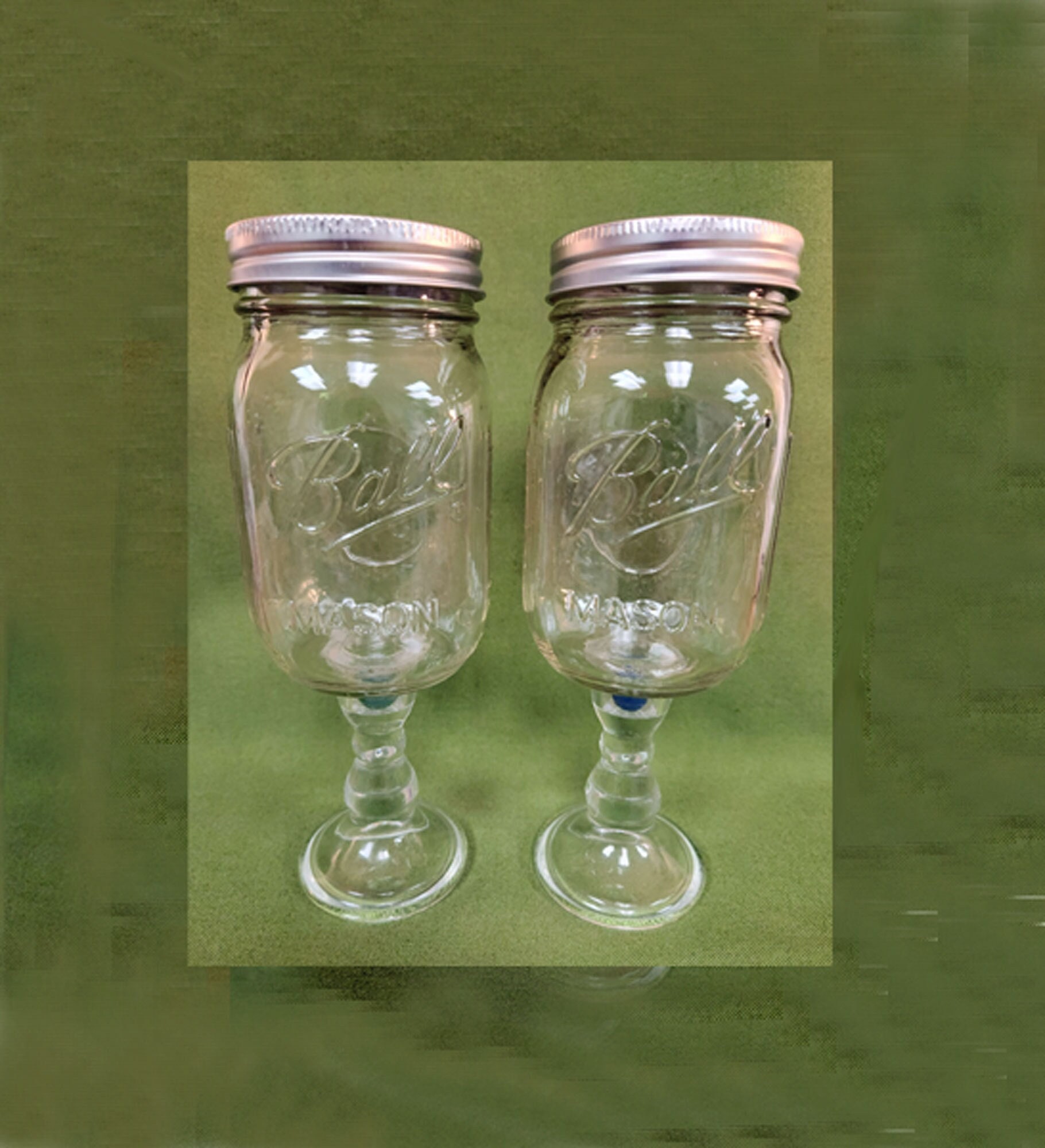 6 Ball Stemmed Mason Jar Wine Glass Goblet Pint sizes