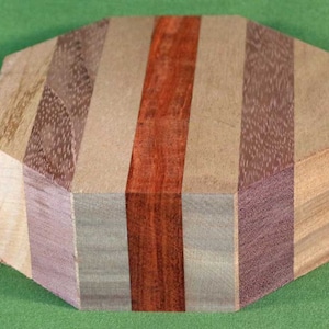 Mahogany, Purpleheart & Padauk Striped Segmented Bowl Turning Blank 6&quot; x 2&quot;  Free Shipping #410