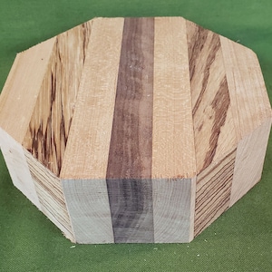 Zebrawood, Cherry & Walnut Striped Segmented Bowl Turning Blank - #413