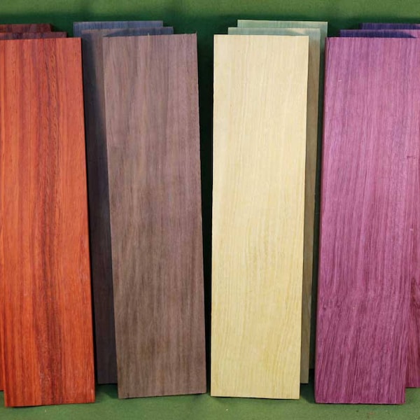 Paquete de artesanía de madera exótica - 12 tablas, cuatro (4) variedades, todas de 3" x 12" x 7/8" - ENVÍO GRATIS - # 916
