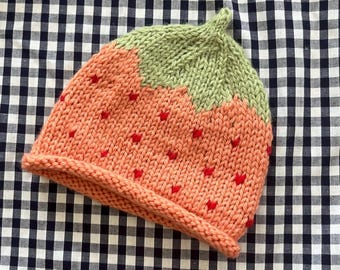 Strawberry Hat 100% Wool. Handmade in Northern Ireland.