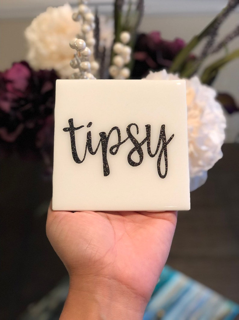 Handmade Coaster Set with Glossy Resin Finish