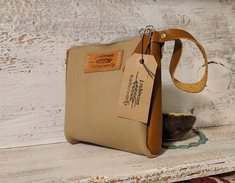 Two-toned Leather Zippered Pouch