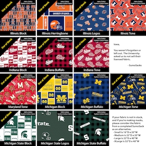 Fabric - Big 10 School Print