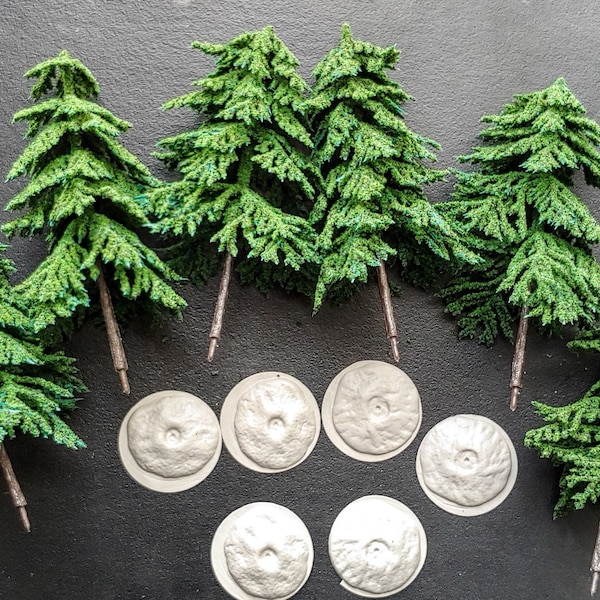 Miniature Trees 6" tall green foliage trees + stands for Model railroads, Dollhouses, Fairy garden, Wargaming, Christmas villages or Diorama