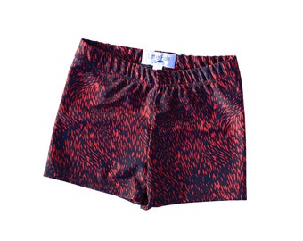 Swim Trunks - Red and Navy Fleck - Euro Style Swim Trunks - Jammers - Boy's Swimsuits - Boy's Trunks