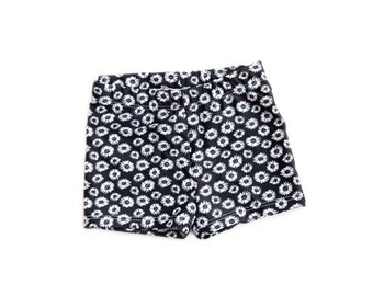 Euro Style Swim Trunks - Black Daisy - Swim Trunks - Jammers - Boy's Swimsuits - Boy's Trunks